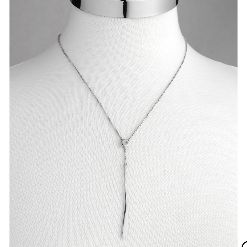 Nambe Oceana Elegant Silver Lariat Necklace